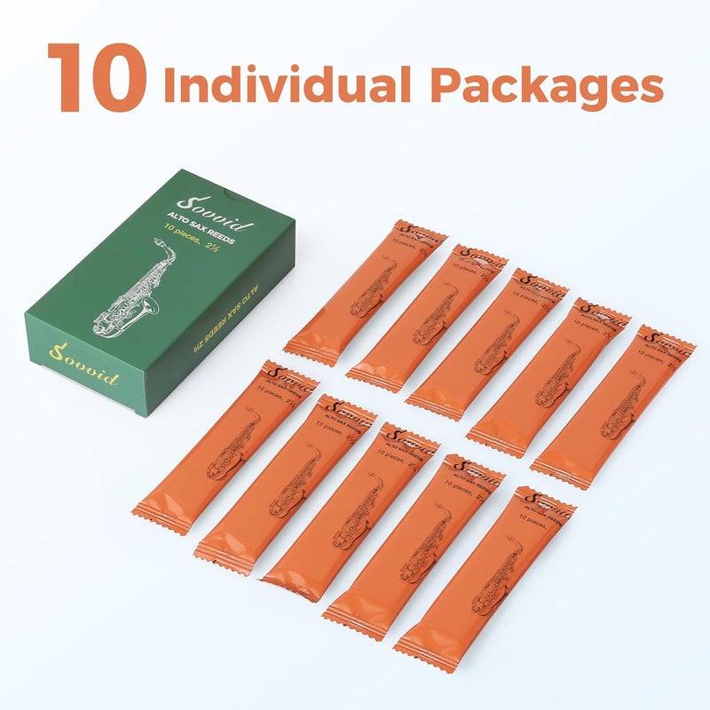 Sovvid Handcrafted Alto Saxophone Reeds 2.5 – Premium Natural Cane, Warm & Rich Tone, Durable & Consistent, Thinner Tip for Easy Play, Individually Packed with Portable Reed Case (Box of 10) - Image 5